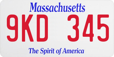 MA license plate 9KD345