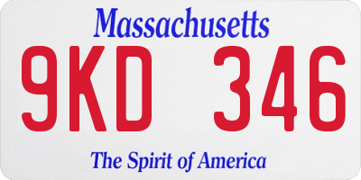 MA license plate 9KD346
