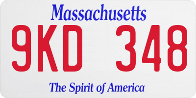 MA license plate 9KD348