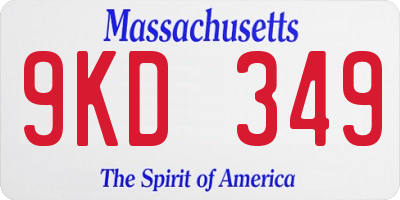 MA license plate 9KD349