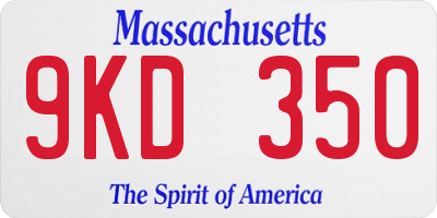 MA license plate 9KD350