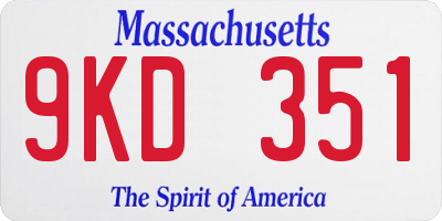 MA license plate 9KD351