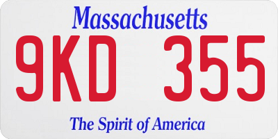 MA license plate 9KD355