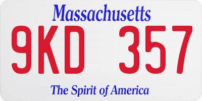 MA license plate 9KD357