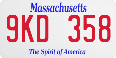MA license plate 9KD358
