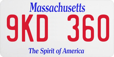 MA license plate 9KD360