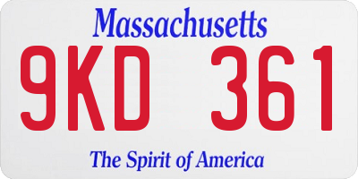 MA license plate 9KD361