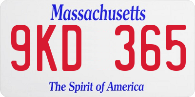MA license plate 9KD365