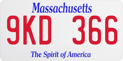 MA license plate 9KD366