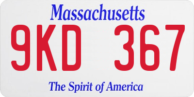 MA license plate 9KD367