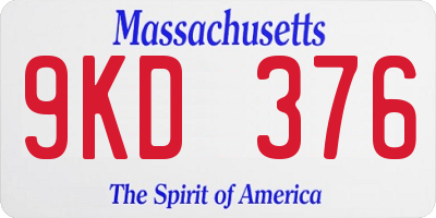 MA license plate 9KD376
