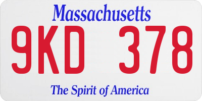 MA license plate 9KD378