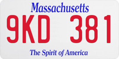 MA license plate 9KD381