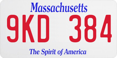 MA license plate 9KD384