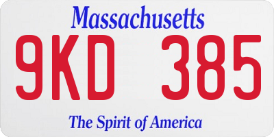 MA license plate 9KD385