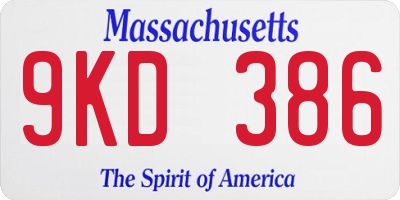 MA license plate 9KD386