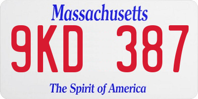 MA license plate 9KD387