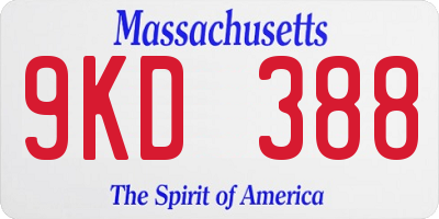 MA license plate 9KD388