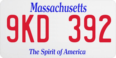 MA license plate 9KD392