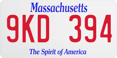 MA license plate 9KD394
