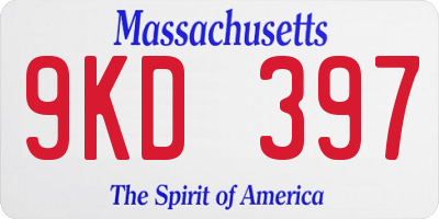 MA license plate 9KD397