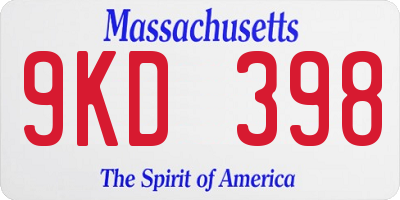 MA license plate 9KD398