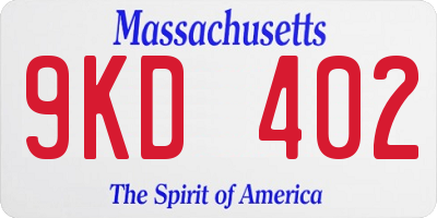 MA license plate 9KD402