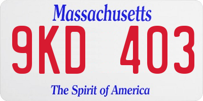 MA license plate 9KD403