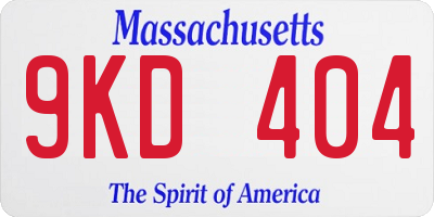 MA license plate 9KD404