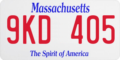 MA license plate 9KD405