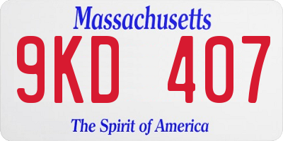MA license plate 9KD407