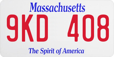 MA license plate 9KD408