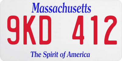 MA license plate 9KD412