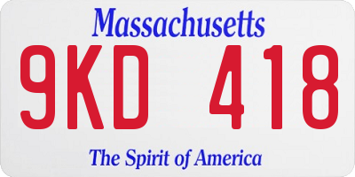 MA license plate 9KD418