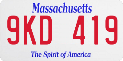 MA license plate 9KD419