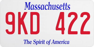 MA license plate 9KD422