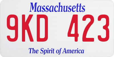MA license plate 9KD423