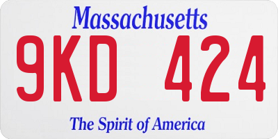 MA license plate 9KD424