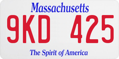 MA license plate 9KD425