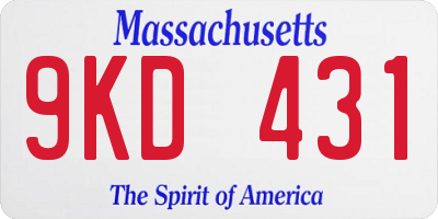 MA license plate 9KD431