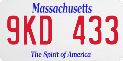 MA license plate 9KD433