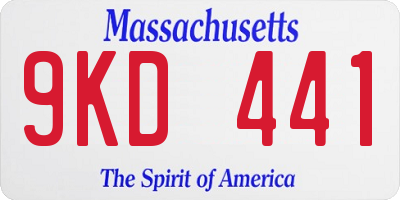 MA license plate 9KD441