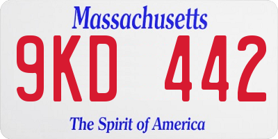 MA license plate 9KD442