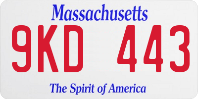 MA license plate 9KD443