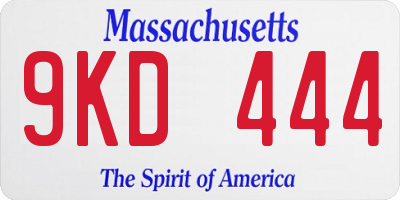 MA license plate 9KD444