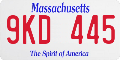 MA license plate 9KD445