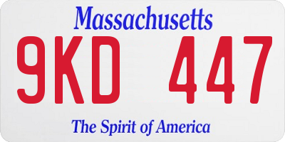 MA license plate 9KD447