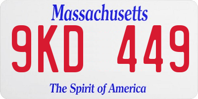 MA license plate 9KD449