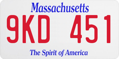 MA license plate 9KD451