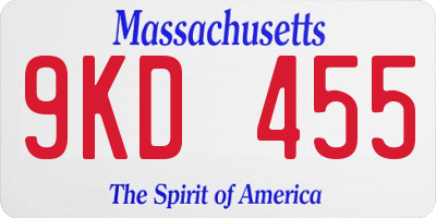 MA license plate 9KD455